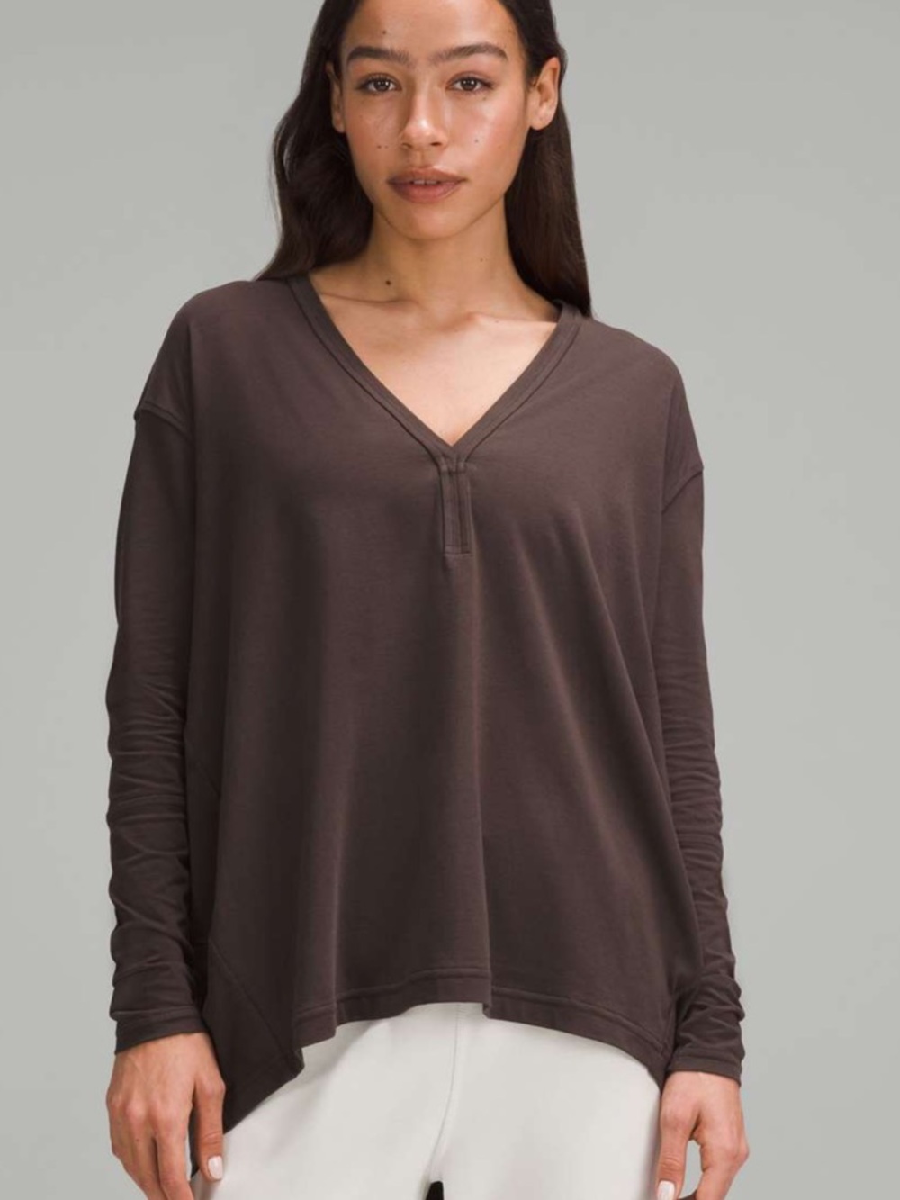 lululemon athletica Relaxed V-Neck Long Sleeve Top - Brown